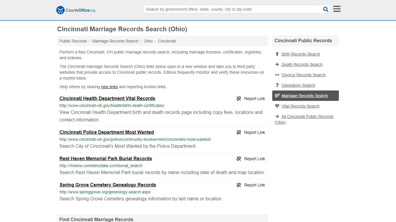 Cincinnati Marriage Records Search (Ohio) - County Office